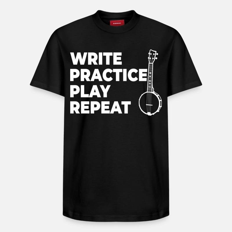 Writing, practicing, playing, repeating - Relaxed Unisex Supima Cotton T-Shirt – by SPREAD - black