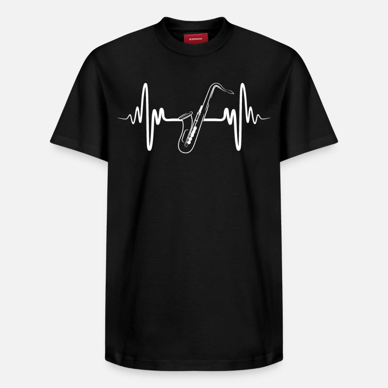Saxophone Heartbeat ECG - T-shirt unisexe décontracté en coton Supima – de SPREAD - noir