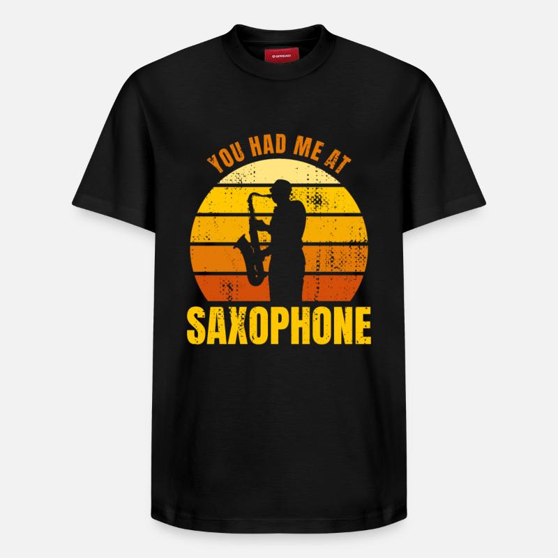 Tu m’as eu au saxophone - T-shirt unisexe décontracté en coton Supima – de SPREAD - noir