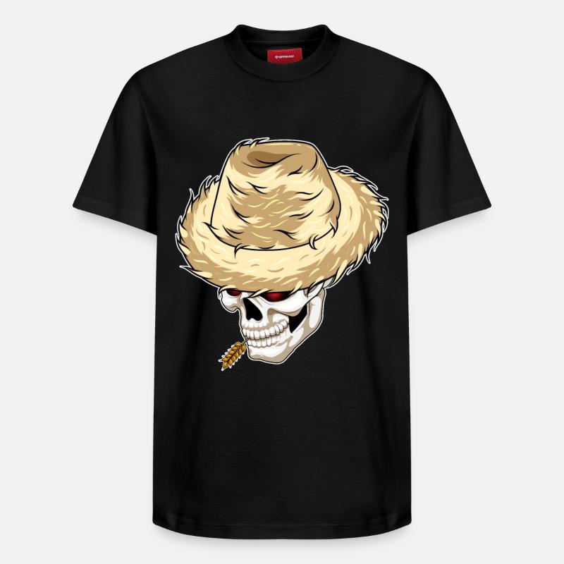 Skull Farmer Blé - T-shirt unisexe décontracté en coton Supima – de SPREAD - noir