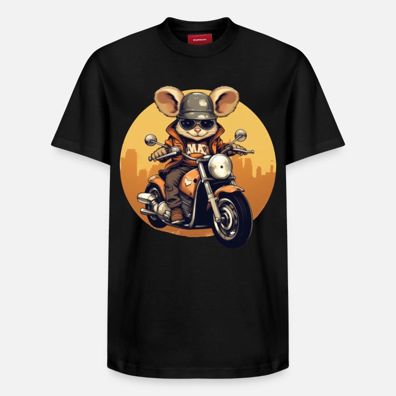 Souris cool sur la moto - T-shirt unisexe décontracté en coton Supima – de SPREAD - noir