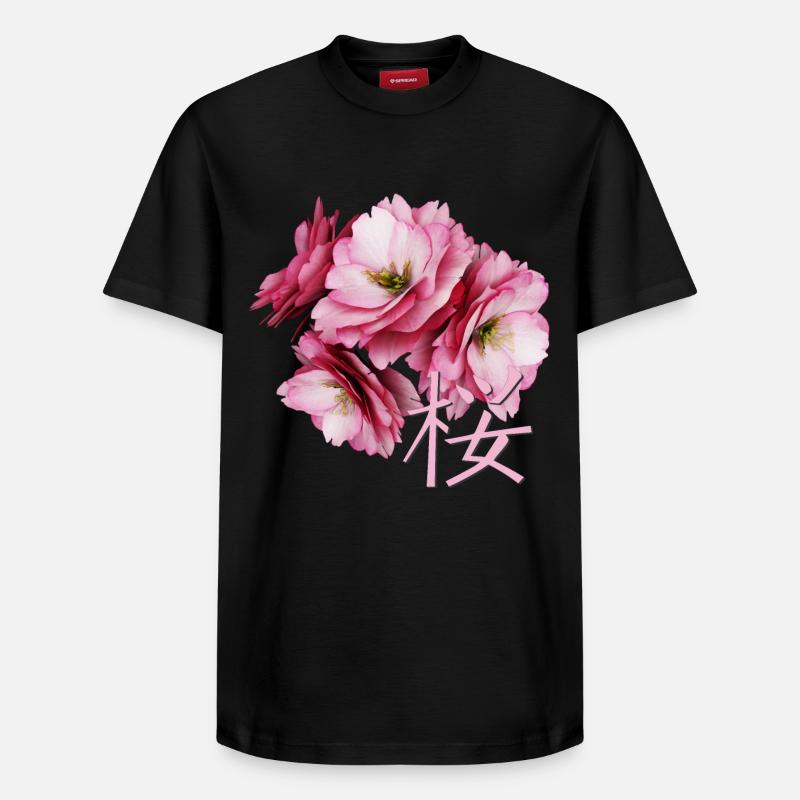 Fleur de cerisier - T-shirt unisexe décontracté en coton Supima – de SPREAD - noir