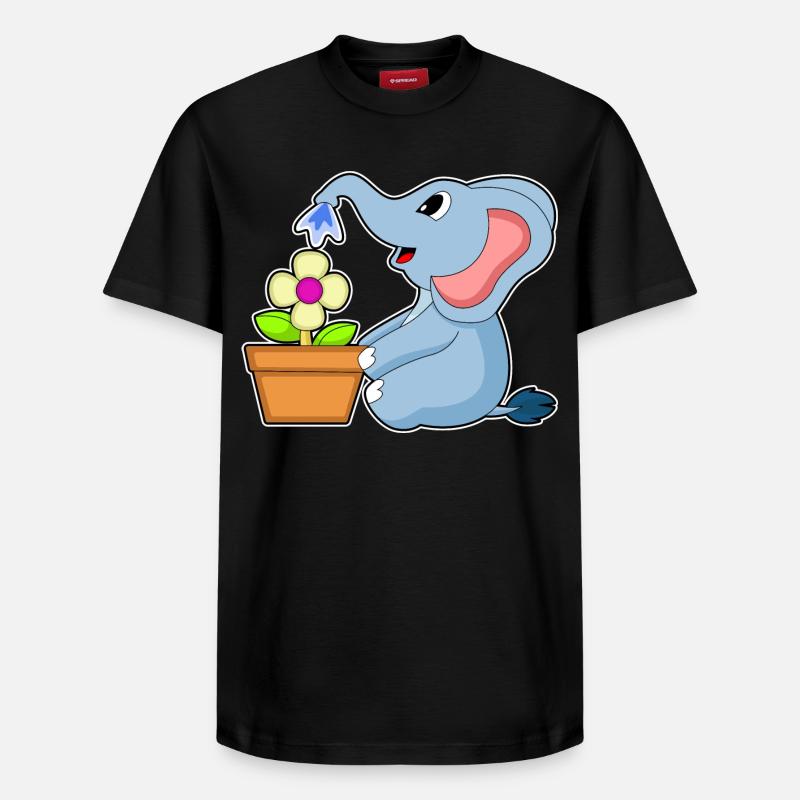 Fleur de pot de fleurs d’éléphant - T-shirt unisexe décontracté en coton Supima – de SPREAD - noir