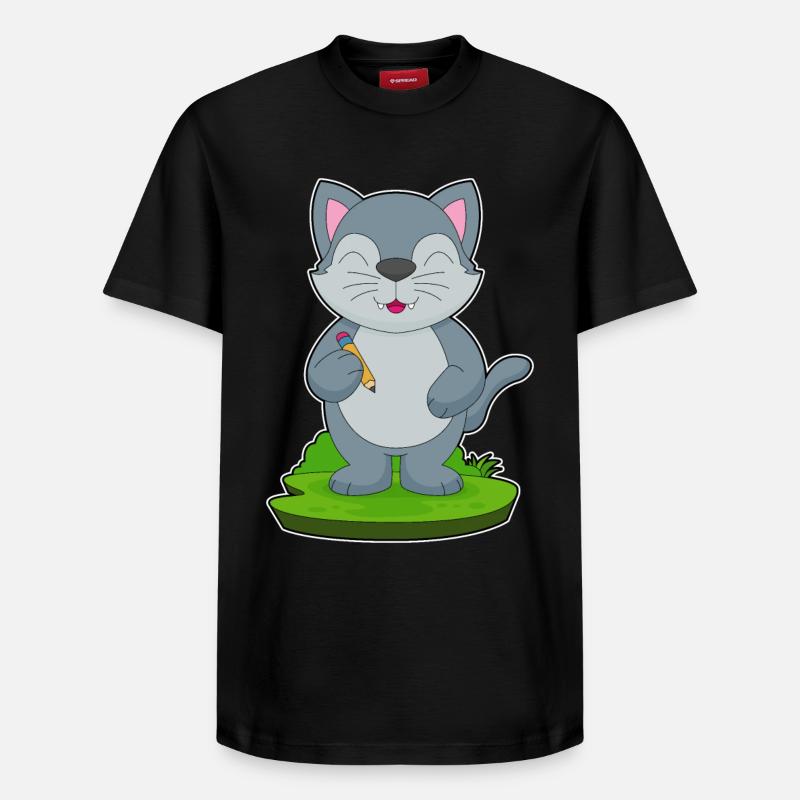 École du Crayon des Élèves Chats - T-shirt unisexe décontracté en coton Supima – de SPREAD - noir