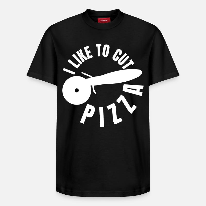 J’aime trancher la pizza - T-shirt unisexe décontracté en coton Supima – de SPREAD - noir