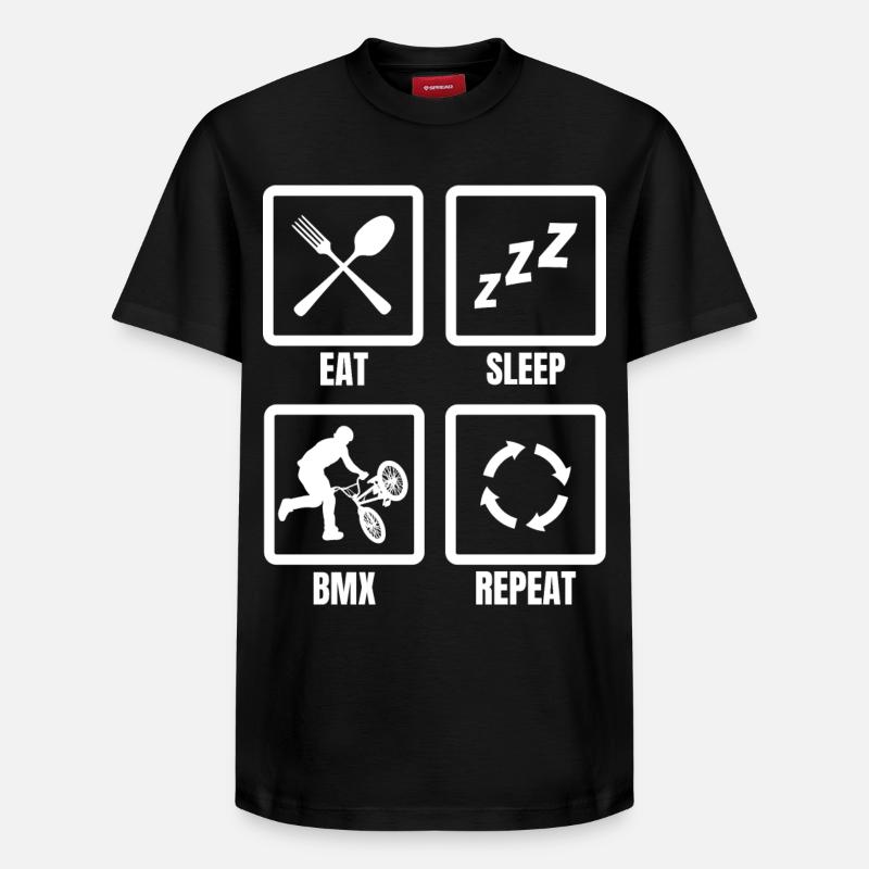 Manger Sommeil BMX Répéter - T-shirt unisexe décontracté en coton Supima – de SPREAD - noir