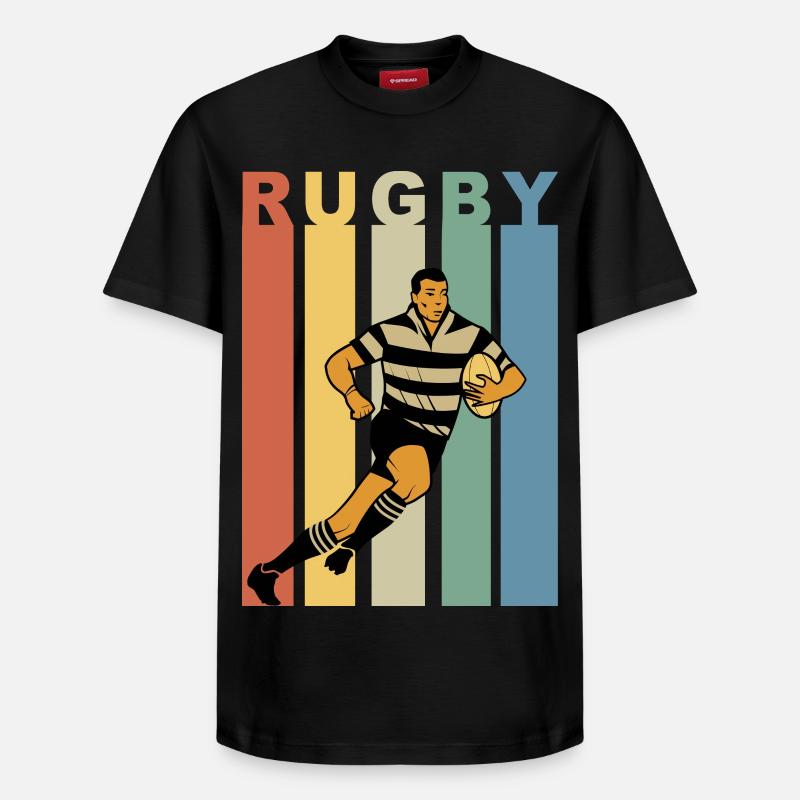 retro rugby rugbyman - T-shirt unisexe décontracté en coton Supima – de SPREAD - noir