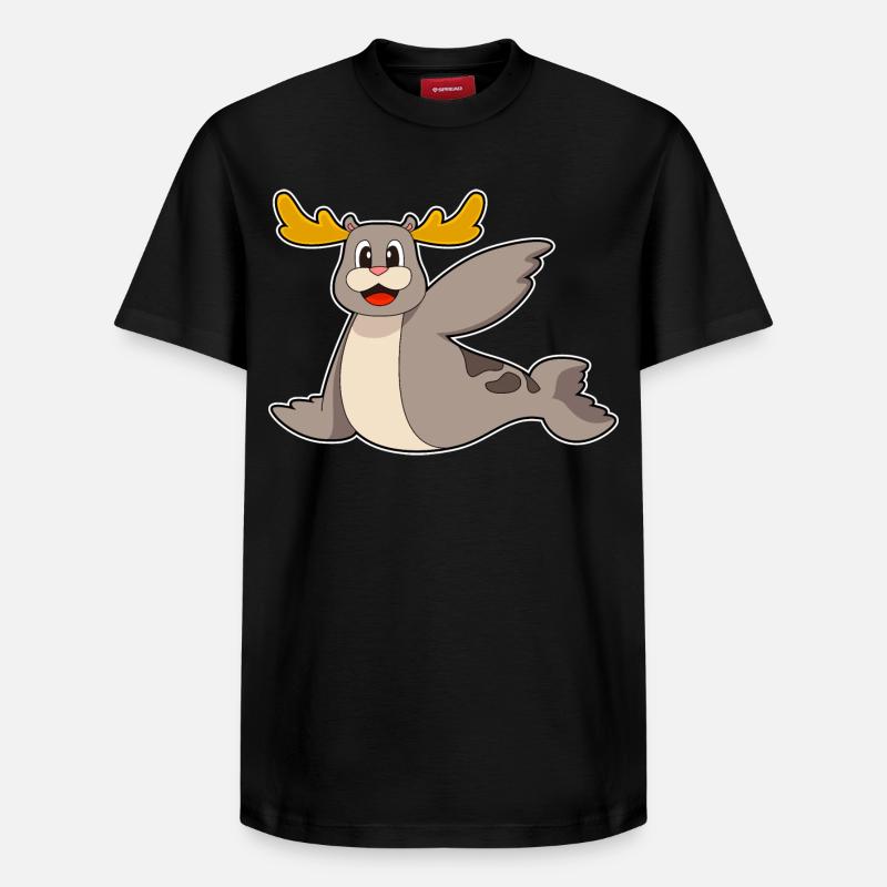 Renne phoque - T-shirt unisexe décontracté en coton Supima – de SPREAD - noir
