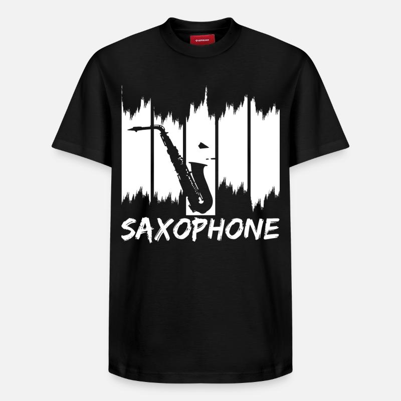 Croquis de saxophone - T-shirt unisexe décontracté en coton Supima – de SPREAD - noir
