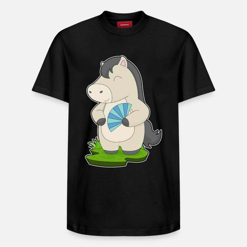 Pferd Handventilator - Relaxed Unisex Supima Cotton T-Shirt – von SPREAD - Schwarz