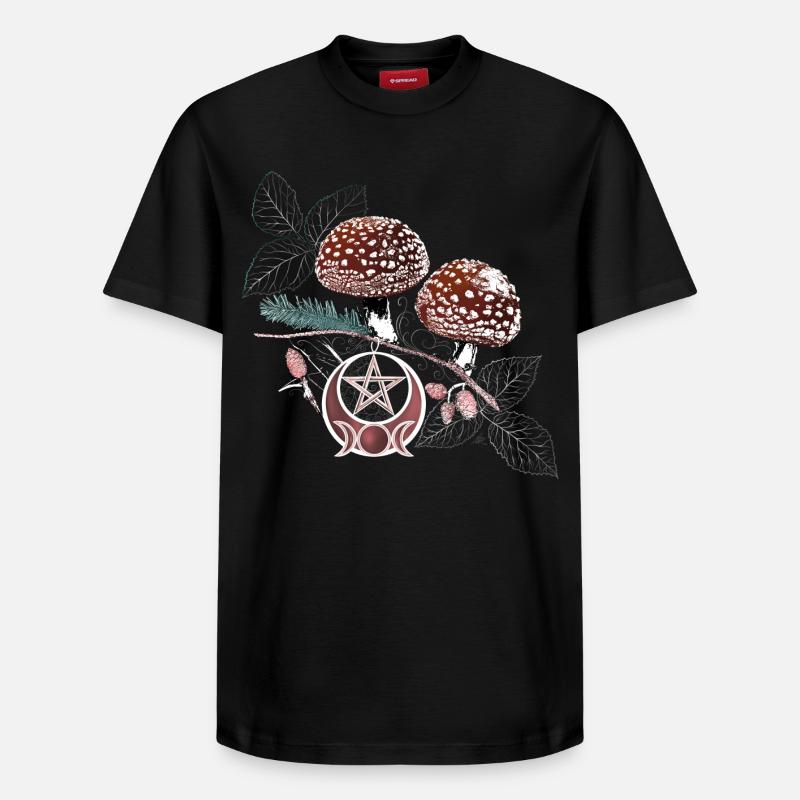 Toadstool Wicca Symbol Natural Magic Autumn - Relaxed Unisex Supima Cotton T-Shirt – by SPREAD - black