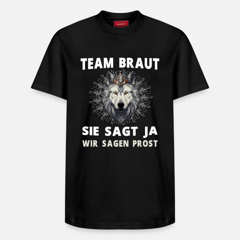 Hochzeit Junggesellenabschied Wolf Braut Bräutigam - Relaxed Unisex Supima Cotton T-Shirt – von SPREAD - Schwarz