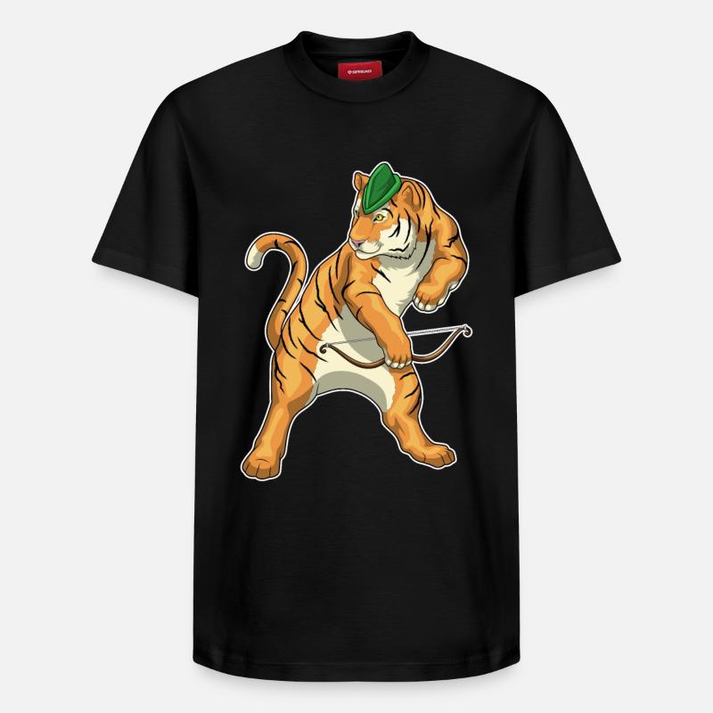 Tiger Bogenschütze Bogen - Relaxed Unisex Supima Cotton T-Shirt – von SPREAD - Schwarz