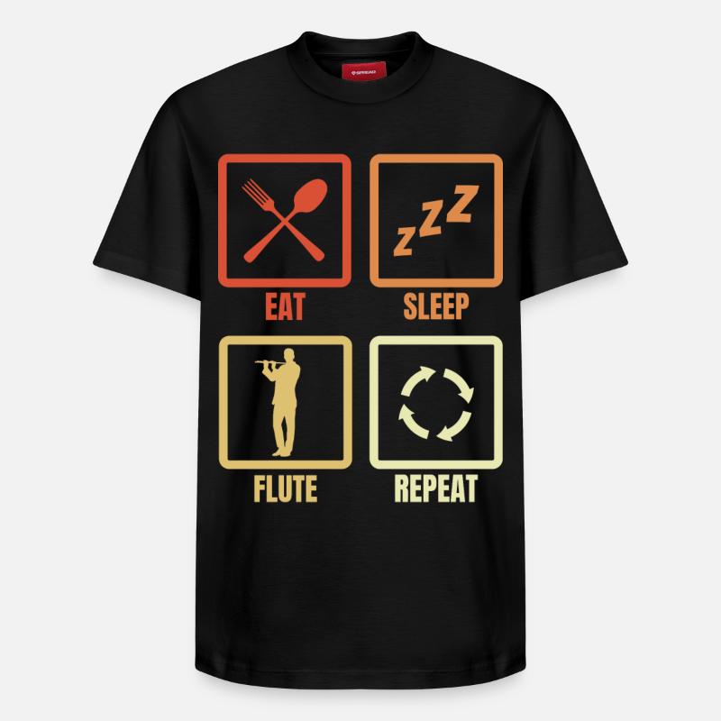 Manger Sommeil Flûte Répéter - T-shirt unisexe décontracté en coton Supima – de SPREAD - noir