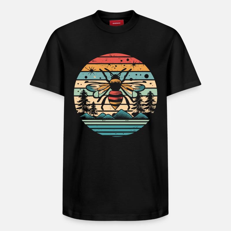 Retro Sunset Biene - Relaxed Unisex Supima Cotton T-Shirt – von SPREAD - Schwarz