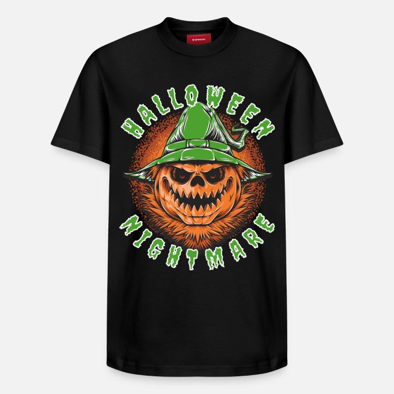 Citrouille Hantée Verte et Chapeau - T-shirt unisexe décontracté en coton Supima – de SPREAD - noir