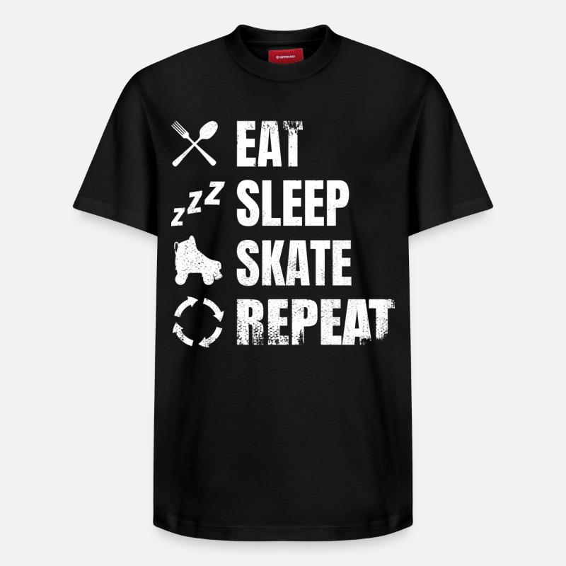 Essen Schlafen Roller Skating - Relaxed Unisex Supima Cotton T-Shirt – von SPREAD - Schwarz
