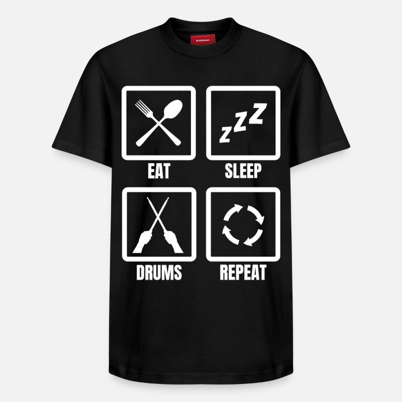 Eat Sleep Drums Repeat - Relaxed Unisex Supima Cotton T-Shirt – von SPREAD - Schwarz