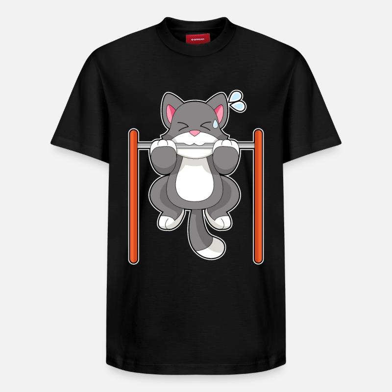 Cat Bodybuilder Pull-ups Bodybuilding - Relaxed Unisex Supima Cotton T-Shirt – by SPREAD - black