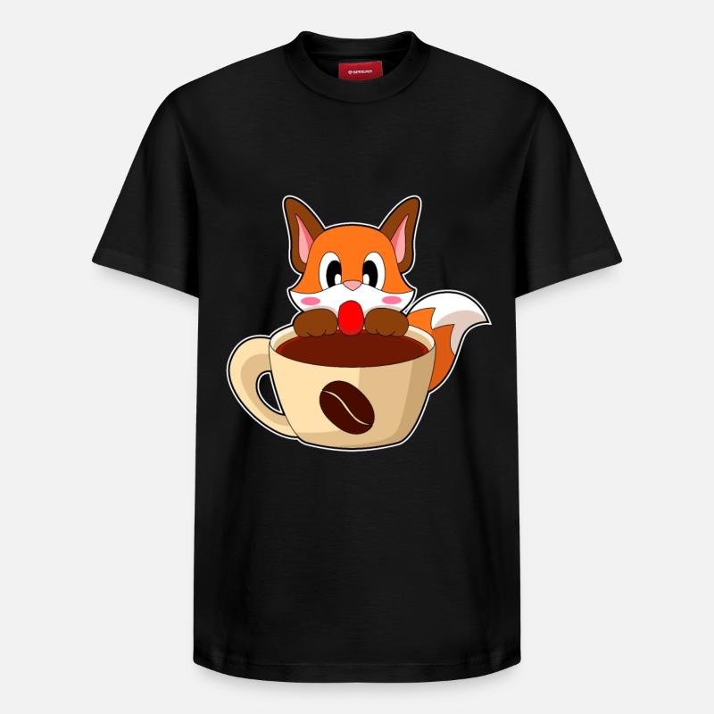 Fuchs Kaffee Tasse - Relaxed Unisex Supima Cotton T-Shirt – von SPREAD - Schwarz