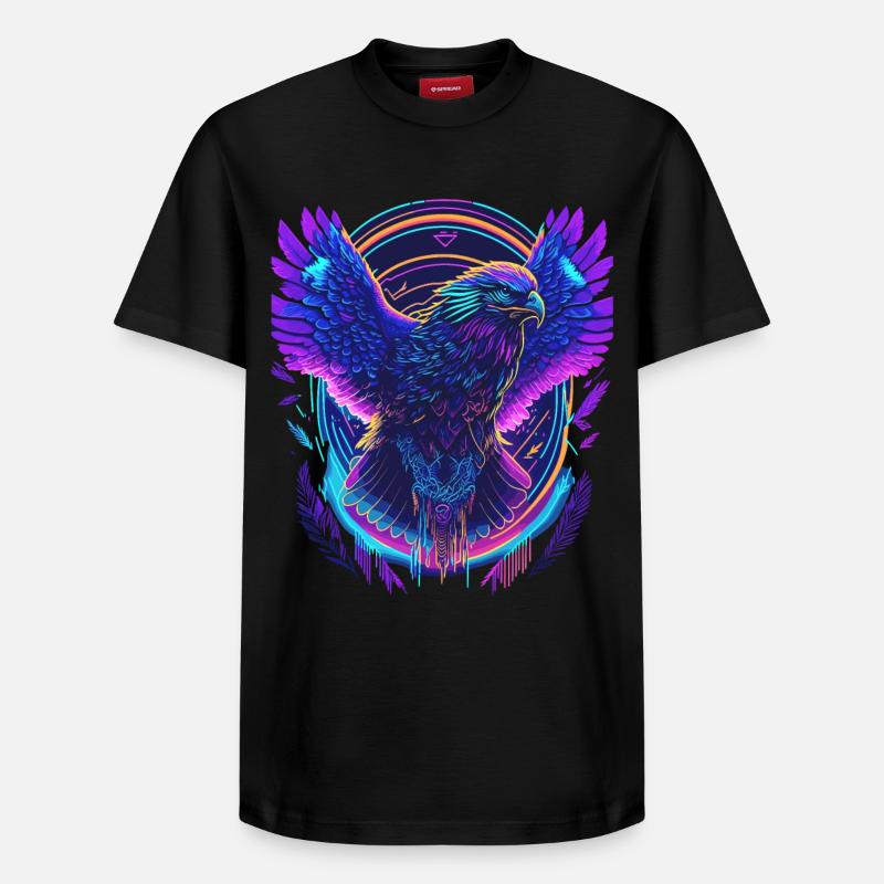 Flying Eagle Synthwave - Relaxed Unisex Supima Cotton T-Shirt – by SPREAD - black
