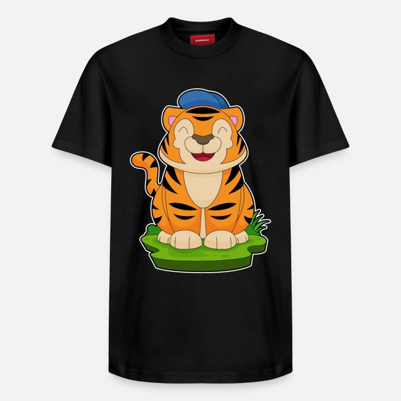 Tiger Cap - Relaxed Unisex Supima Cotton T-Shirt – von SPREAD - Schwarz