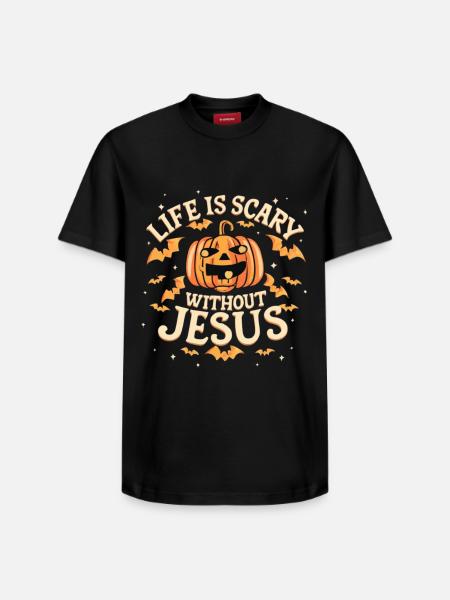 Life is scary without Jesus - Relaxed Unisex Supima Cotton T-Shirt – by SPREAD - black