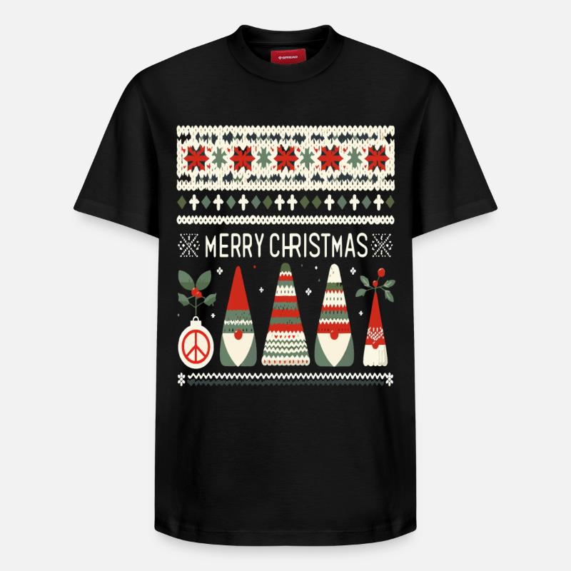 Christmas Gnomes Strickmuster - Relaxed Unisex Supima Cotton T-Shirt – von SPREAD - Schwarz