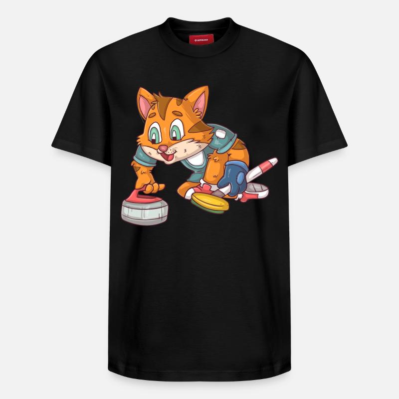 Curling Katze - Relaxed Unisex Supima Cotton T-Shirt – von SPREAD - Schwarz