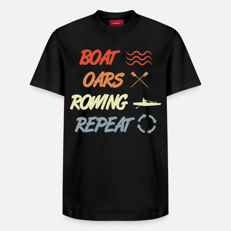 Boat Oars Rowing Repeat - Relaxed Unisex Supima Cotton T-Shirt – von SPREAD - Schwarz