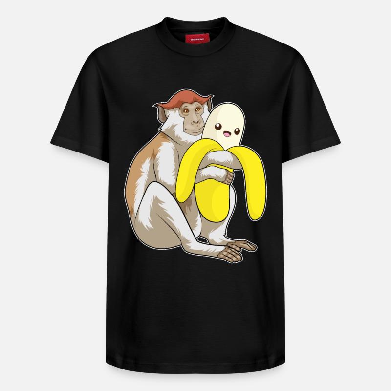 Singe Peluche - T-shirt unisexe décontracté en coton Supima – de SPREAD - noir