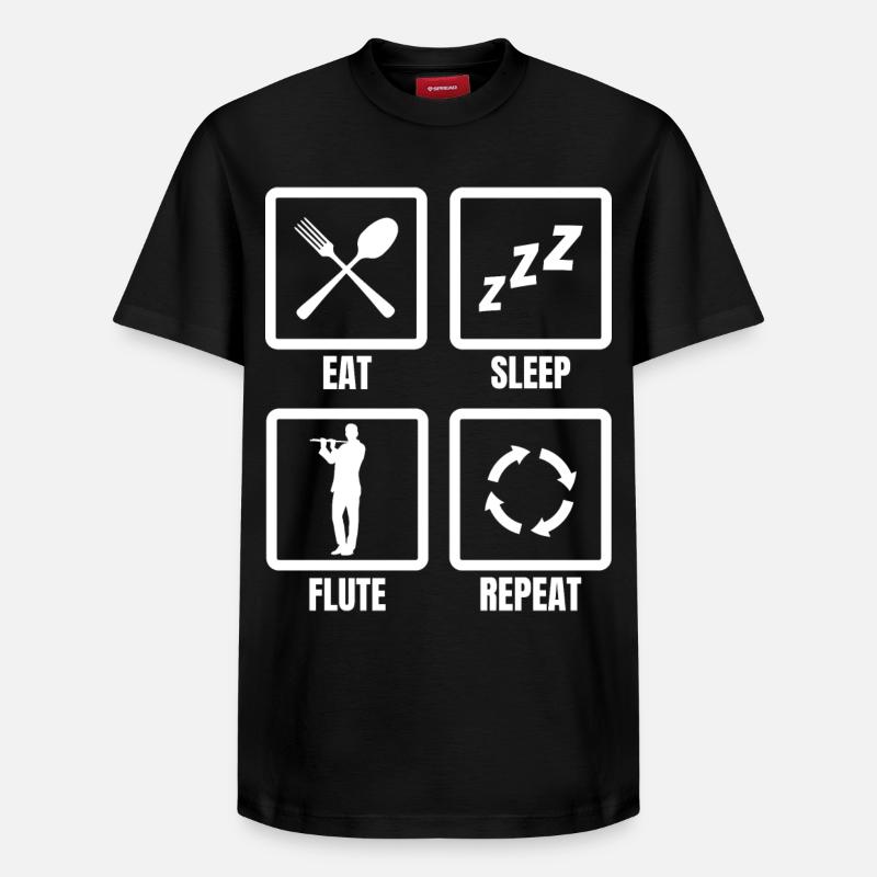 Manger Sommeil Flûte Répéter - T-shirt unisexe décontracté en coton Supima – de SPREAD - noir