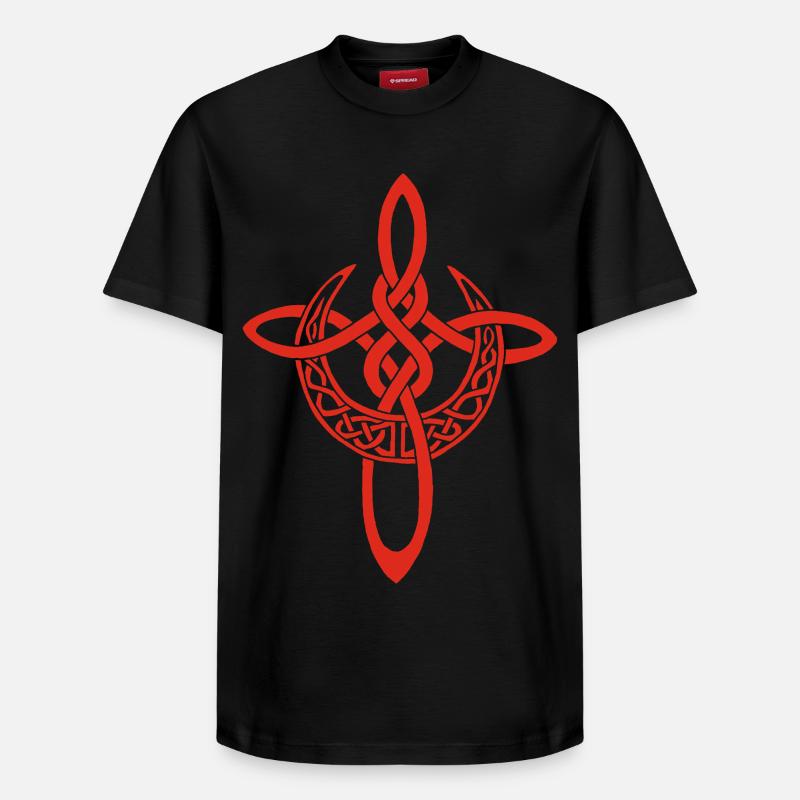 Croix lunaire rouge - T-shirt unisexe décontracté en coton Supima – de SPREAD - noir