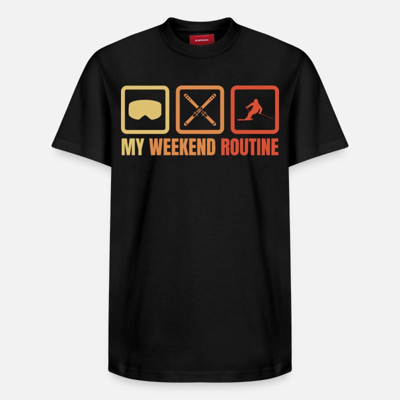 Week-end de ski amusant - T-shirt unisexe décontracté en coton Supima – de SPREAD - noir