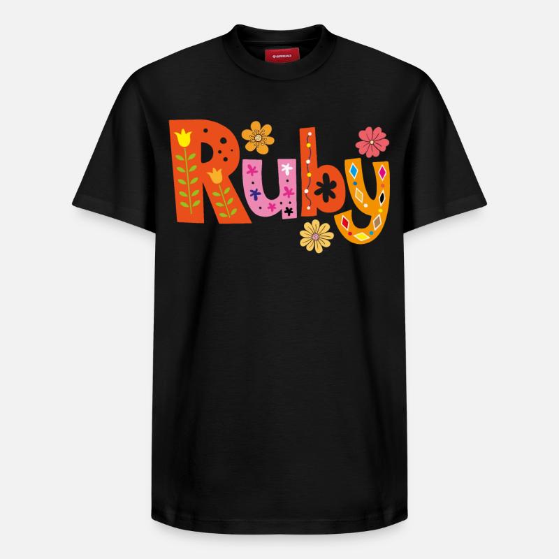Nom de rubis personnalisé - T-shirt unisexe décontracté en coton Supima – de SPREAD - noir