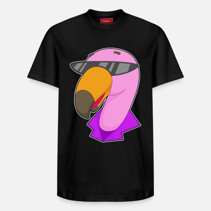 Flamingo Sonnenbrille - Relaxed Unisex Supima Cotton T-Shirt – von SPREAD - Schwarz