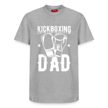 Kickboxer Dad - Relaxed Unisex Supima Cotton T-Shirt – by SPREAD - heather grey - Front - AI Model Female 172 dark (172cm) & AI Model Male 185 dark (185cm)