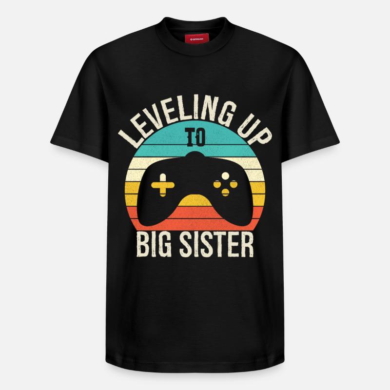 Leveling up to Big Sister - T-shirt unisexe décontracté en coton Supima – de SPREAD - noir