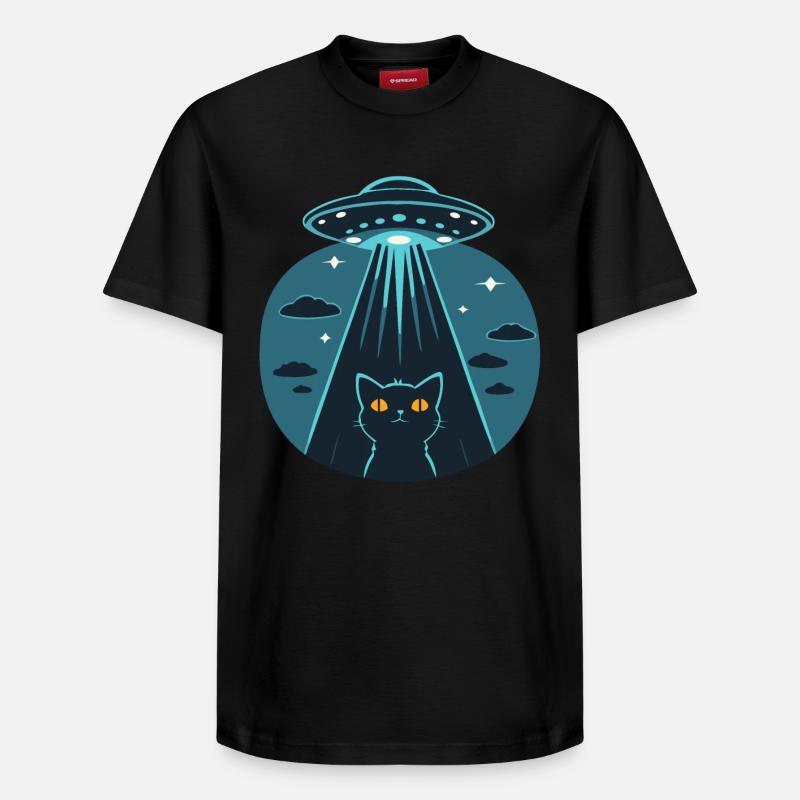 Drôle D’OVNI, Alien, Chat - T-shirt unisexe décontracté en coton Supima – de SPREAD - noir