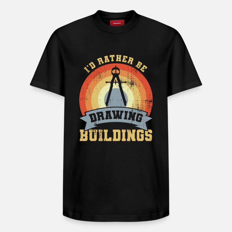 I’d Rather Be Drawing Buildings - Relaxed Unisex Supima Cotton T-Shirt – von SPREAD - Schwarz