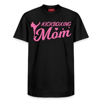 Kickboxing Mom - Relaxed Unisex Supima Cotton T-Shirt – by SPREAD - black - Front - AI Model Female 172 light (172cm) & AI Model Male 178 light (178cm)