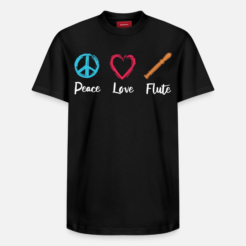 Flûte d’amour de paix - T-shirt unisexe décontracté en coton Supima – de SPREAD - noir