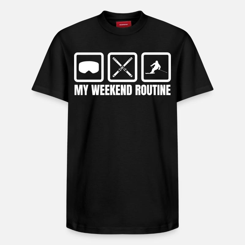 Ma routine du week-end - T-shirt unisexe décontracté en coton Supima – de SPREAD - noir