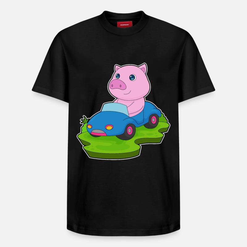 Voiture à cochon - T-shirt unisexe décontracté en coton Supima – de SPREAD - noir
