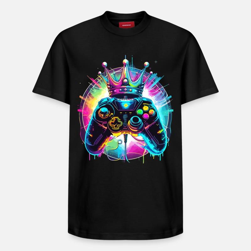 Gaming Controller mit Krone - Relaxed Unisex Supima Cotton T-Shirt – von SPREAD - Schwarz
