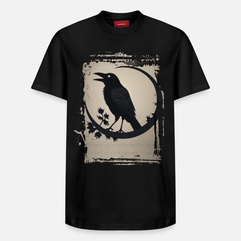 Rabe auf Ast sitzend - Relaxed Unisex Supima Cotton T-Shirt – von SPREAD - Schwarz