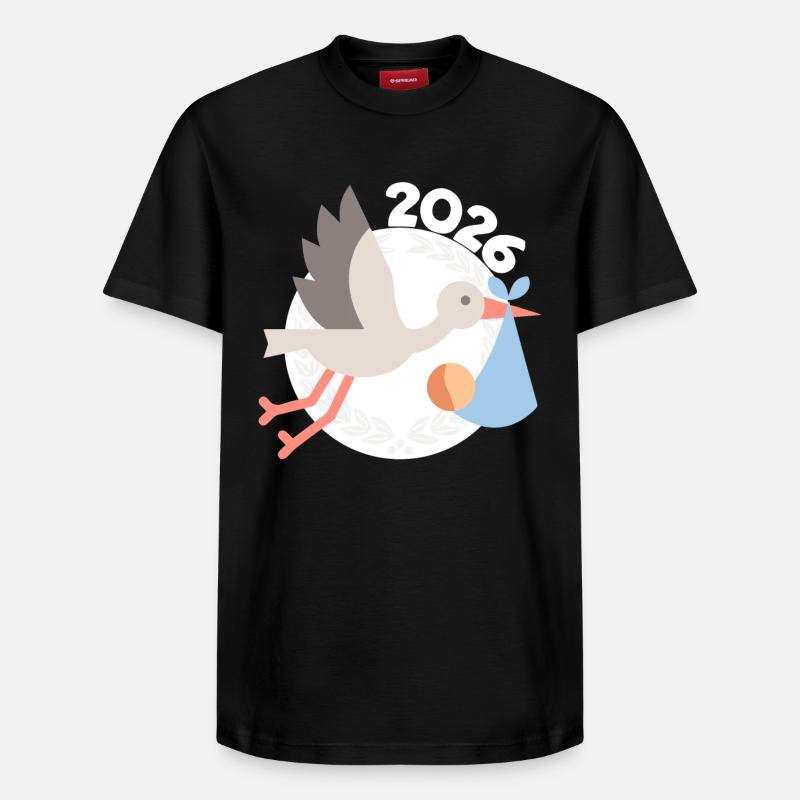 Cigogne avec bébé 2026 - T-shirt unisexe décontracté en coton Supima – de SPREAD - noir