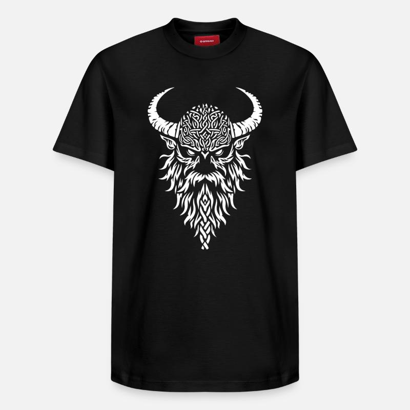 Viking warrior head - T-shirt unisexe décontracté en coton Supima – de SPREAD - noir