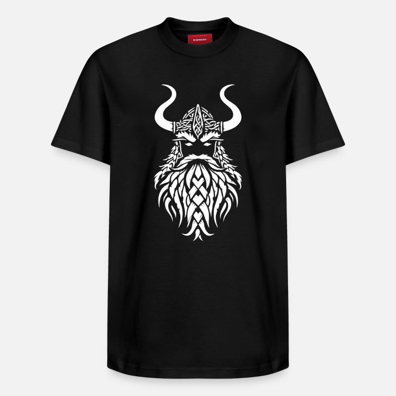Wikinger-Kriegerkopf - Relaxed Unisex Supima Cotton T-Shirt – von SPREAD - Schwarz