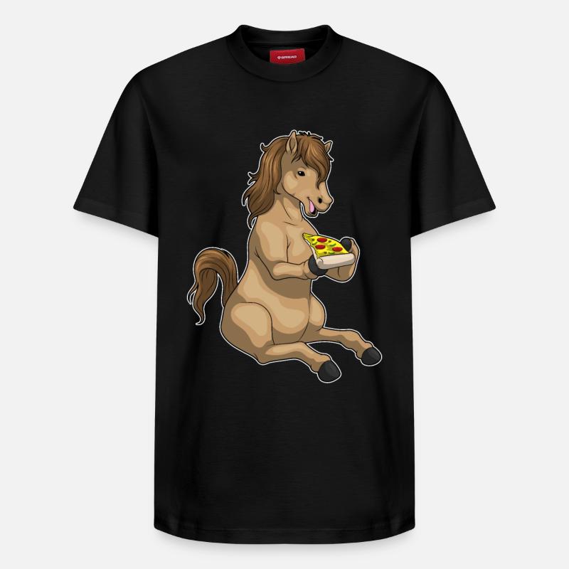 Pizza au cheval - T-shirt unisexe décontracté en coton Supima – de SPREAD - noir